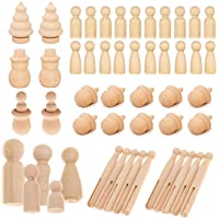 Woohome 71 Pz Muñecas de Madera Peg Inacabado Personas de Madera Muñecas de Madera Juguete de Madera para Proyectos de…